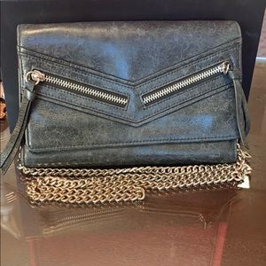 Botkier Black Leather Wallet on a Removable Chain
